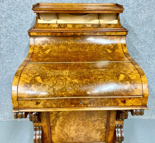 VICTORIAN BURR WALNUT POP UP DAVENPORT - ADDITIONAL PHOTO 11
