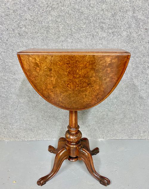 Victorian Burr Walnut Drop Leaf Occasional Table