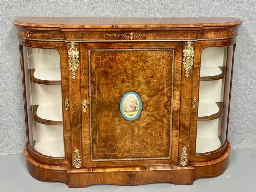 Fine Victorian Burr Walnut Credenza Side Cabinet