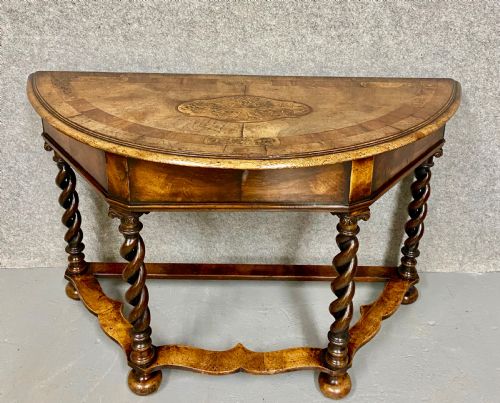 William & Mary Style Walnut Console Side Table