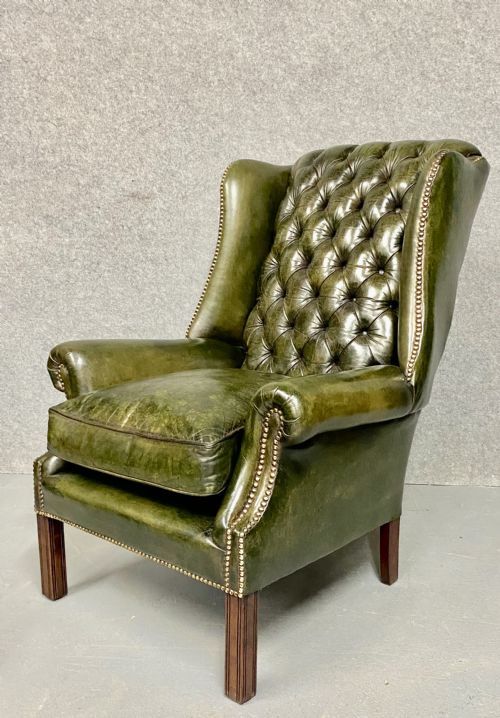 Georgian Style Leather Winged Armchair