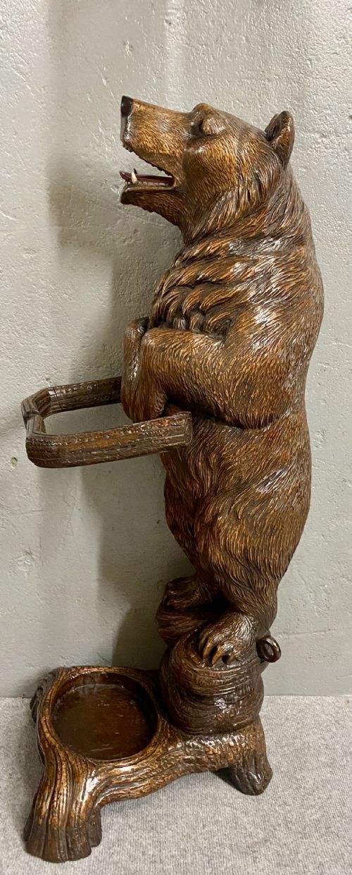 Charming Antique Black Forest Bear Stick Stand