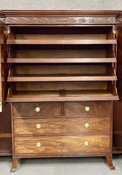 fig 1. Fine George III Breakfront Linen Press Wardrobe
