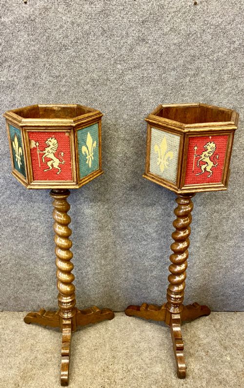 PAIR OF MEDIEVAL STYLE PLANT STANDS - ADDITIONAL PHOTO 1