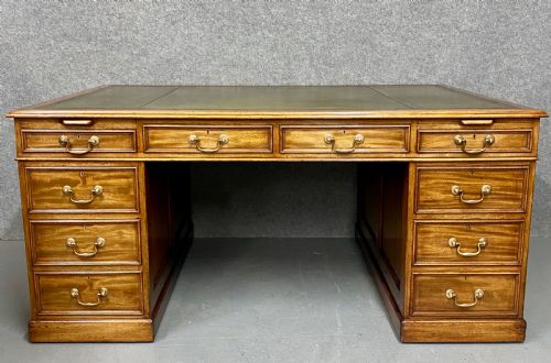 Extra Large Antique Mahogany Pedestal Desk.