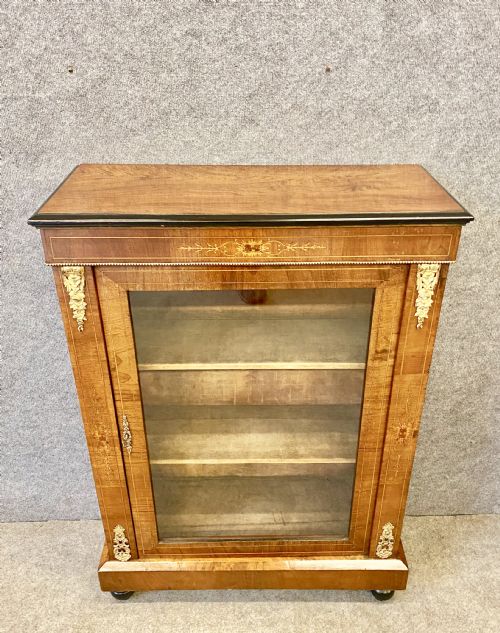Small Late Victorian Walnut & Inlaid Bookcase