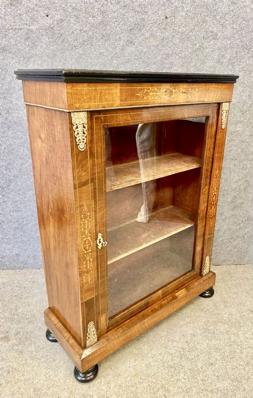 Small Late Victorian Walnut & Inlaid Bookcase