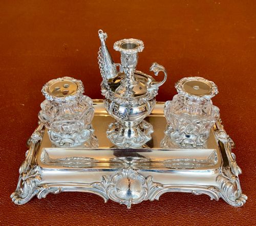 Fine Sterling Silver Victorian Desk Standish