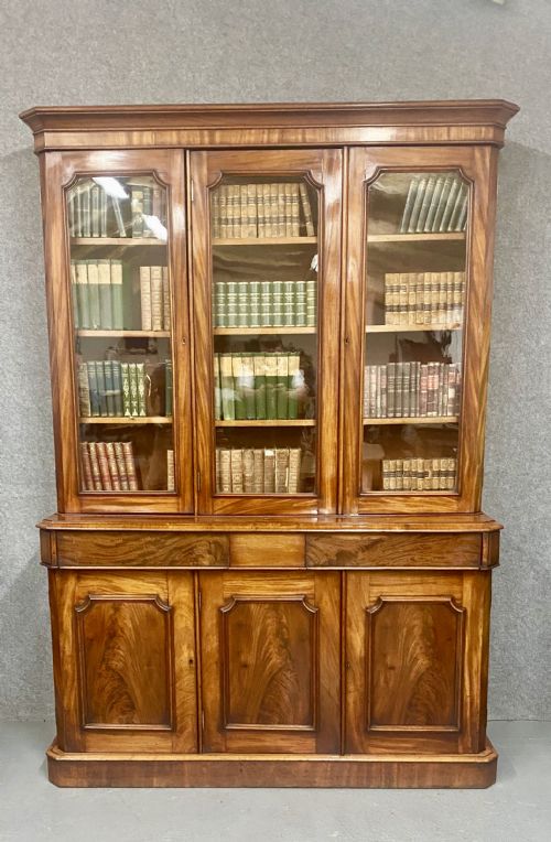 Antique Mahogany 3 Door Bookcase