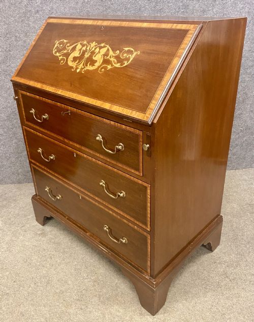 Small Edwardian Inlaid Mahogany Bureau