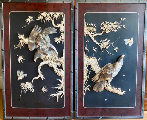 Pair of Meiji Period Shibayama Wall Panels