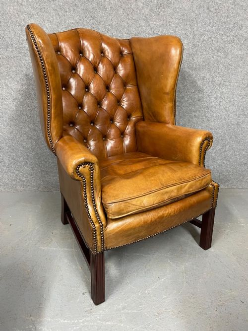 Georgian Style Leather Winged Armchair