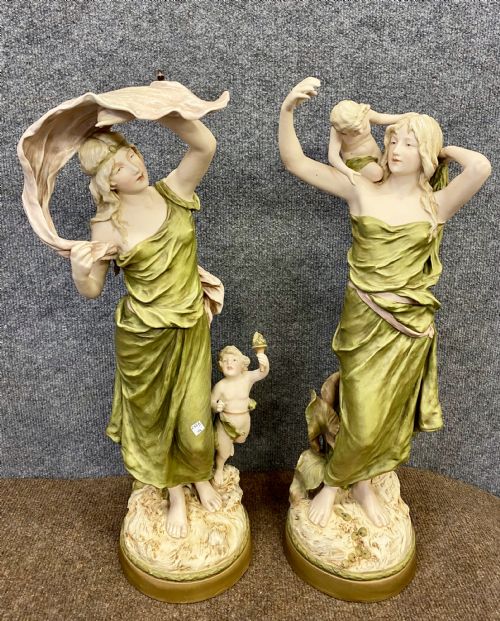 Large Pair of Royal Dux Classical Figures