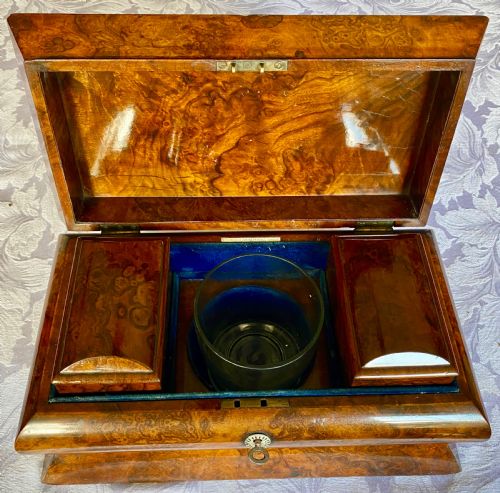 Good Victorian Burr Walnut Tea Caddy