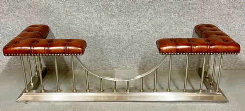 Stunning Polished Steel, Brass & Leather Club Fender