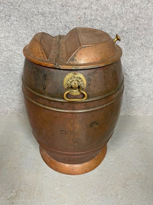 Large Antique Copper Log Bin
