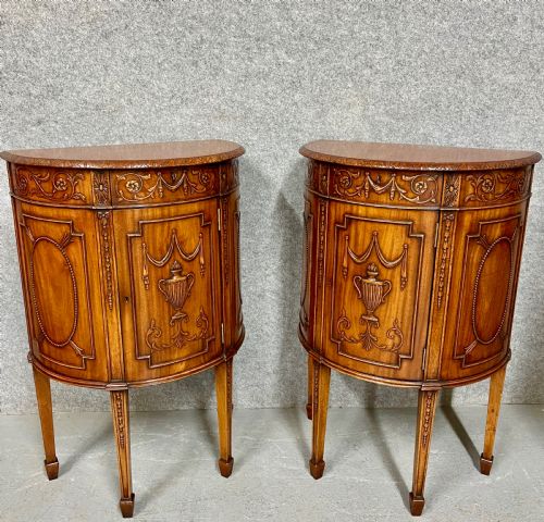 PAIR OF DIMINUTIVE ADAM STYLE CONSOLE SIDE CABINETS