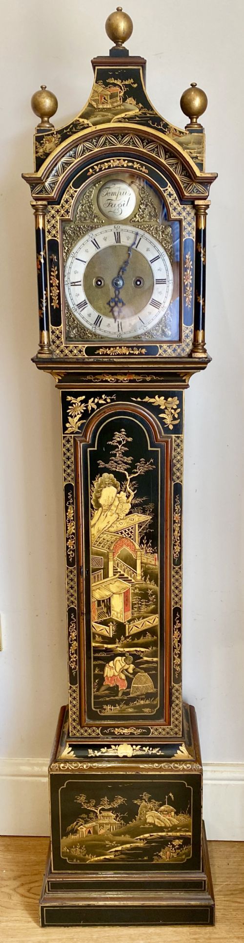 Superb Chinoiserie Lacquered Grandmother Clock