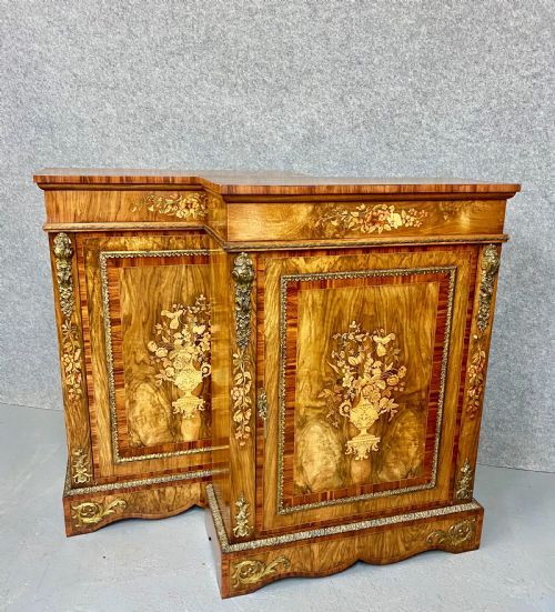 Pair of Fine Antique Marquetry Inlaid Side Cabinets