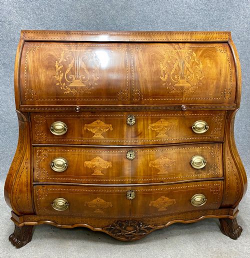 SUBSTANTIAL ANTIQUE DUTCH MARQUETRY INLAID BUREAU - ADDITIONAL PHOTO 3