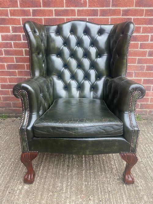 Georgian Style Leather Winged Armchair