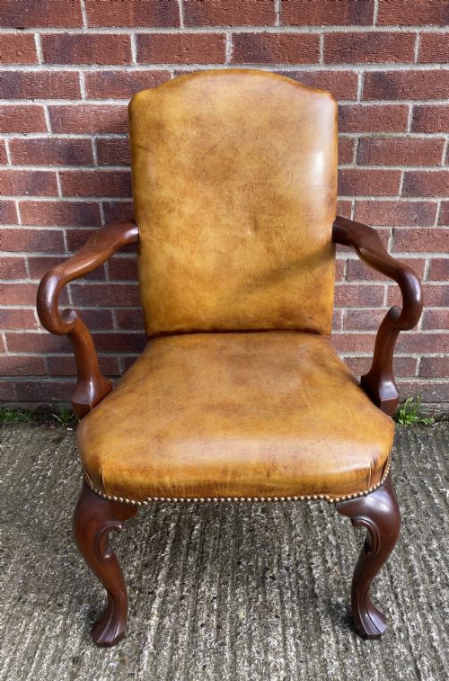 Georgian Style Mahogany and Leather Desk Chair