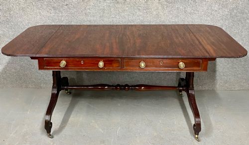 REGENCY FIGURED MAHOGANY SOFA TABLE - ADDITIONAL PHOTO 1