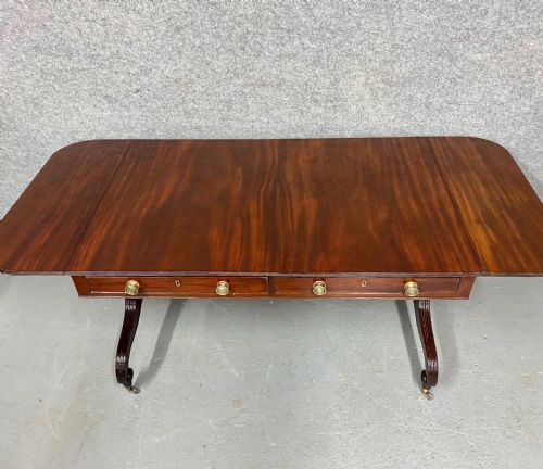 REGENCY FIGURED MAHOGANY SOFA TABLE - ADDITIONAL PHOTO 3