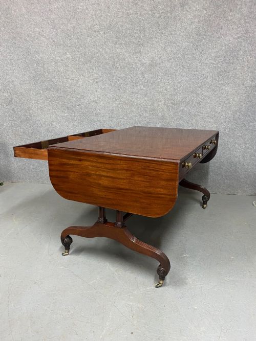REGENCY FIGURED MAHOGANY SOFA TABLE - ADDITIONAL PHOTO 8