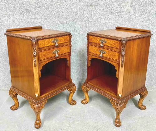 Pair of Queen Anne Style Bedside Cabinets
