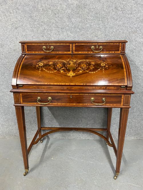 Fine Sheraton Revival Inlaid Ladies Desk