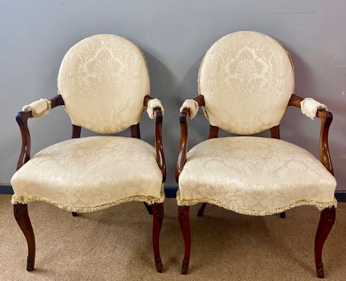 Pair of Hepplewhite Style Mahogany Open Armchairs
