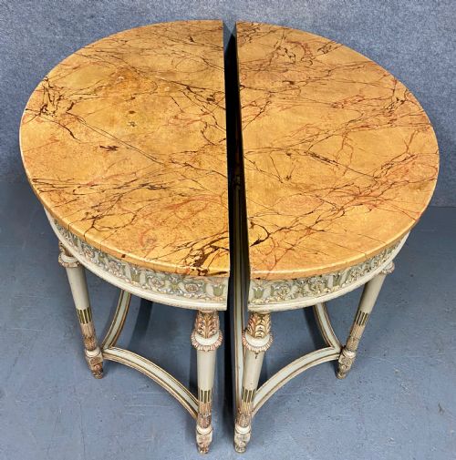 STUNNING PAIR OF ORIGINAL PAINTED CONSOLE TABLES - ADDITIONAL PHOTO 6