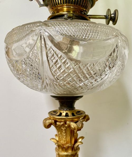 FINE ANTIQUE ORMOLU OIL LAMP - ADDITIONAL PHOTO 2