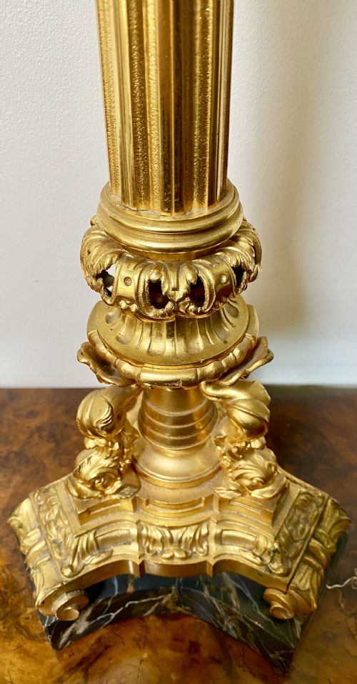 FINE ANTIQUE ORMOLU OIL LAMP - ADDITIONAL PHOTO 6