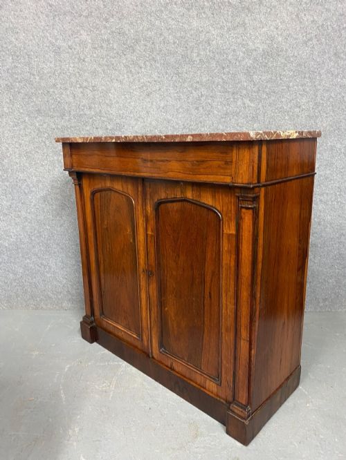 Antique Rosewood & Marble Top Side Cabinet Chiffonier