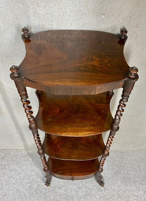 ANTIQUE ROSEWOOD 4 TIER ETAGERE WHATNOT - ADDITIONAL PHOTO 5