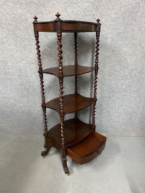 ANTIQUE ROSEWOOD 4 TIER ETAGERE WHATNOT - ADDITIONAL PHOTO 4