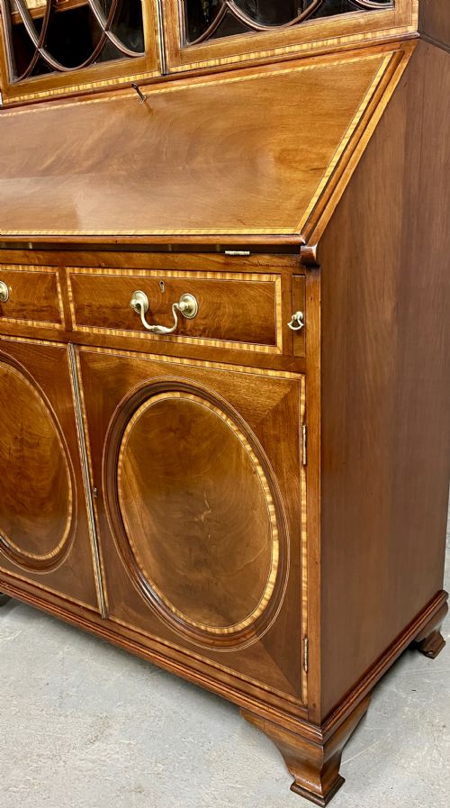 GOOD ANTIQUE SHERATON REVIVAL BUREAU BOOKCASE - ADDITIONAL PHOTO 4