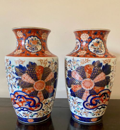 Pair of Good Quality Fukugawa Imari Vases