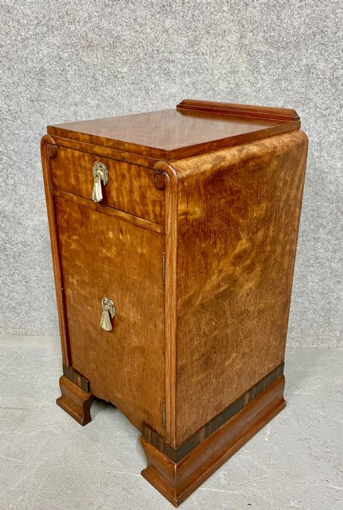 Art Deco Walnut & Macassar Ebony Bedside Cabinet
