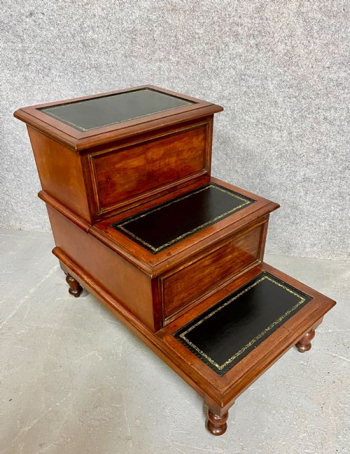 Antique Mahogany Library Steps