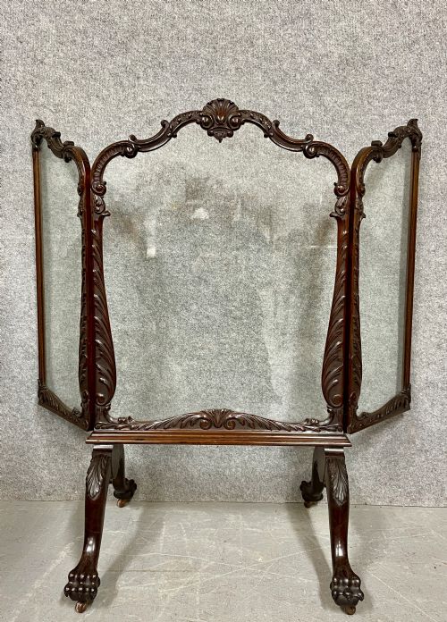 Antique Mahogany & Plate Glass Screen