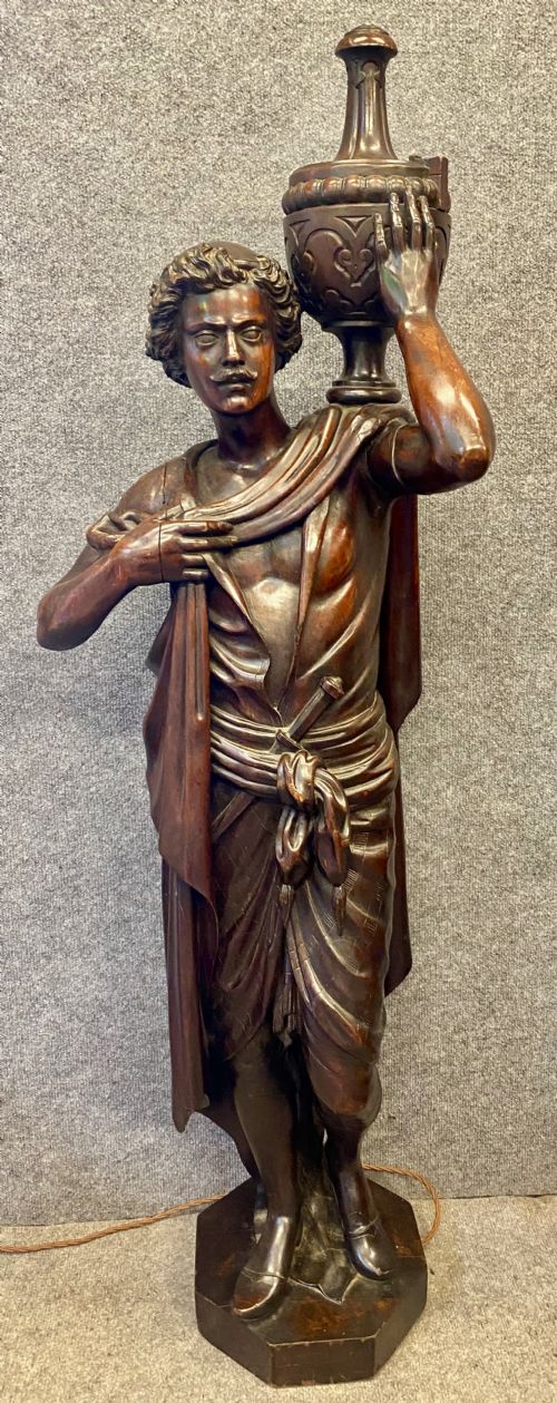 UNUSUAL 34 LIFE SIZE CARVED FIGURE STATUE