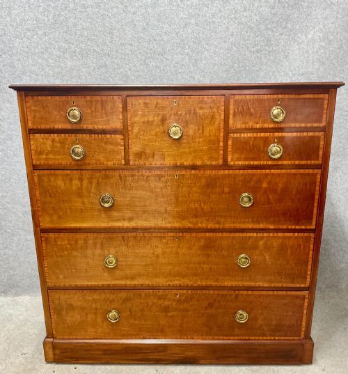 Very Large Edwardian Shoolbred Inlaid Chest of Drawers
