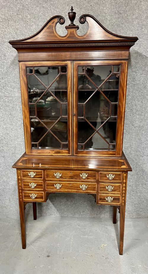 ANTIQUE SHERATON REVIVAL INLAID CABINET - ADDITIONAL PHOTO 1
