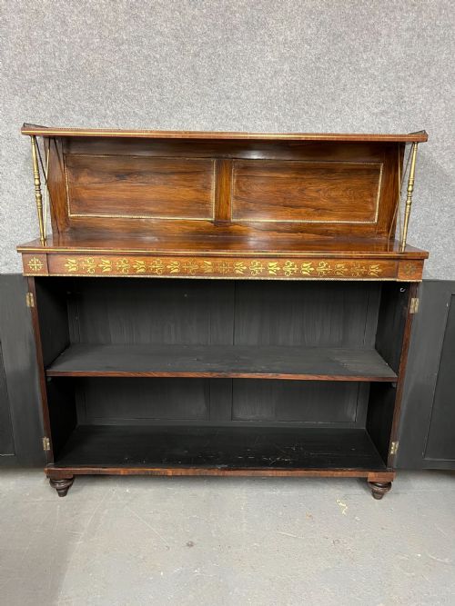 LARGE REGENCY BRASS INLAID CHIFFONIER SIDEBOARD - ADDITIONAL PHOTO 5