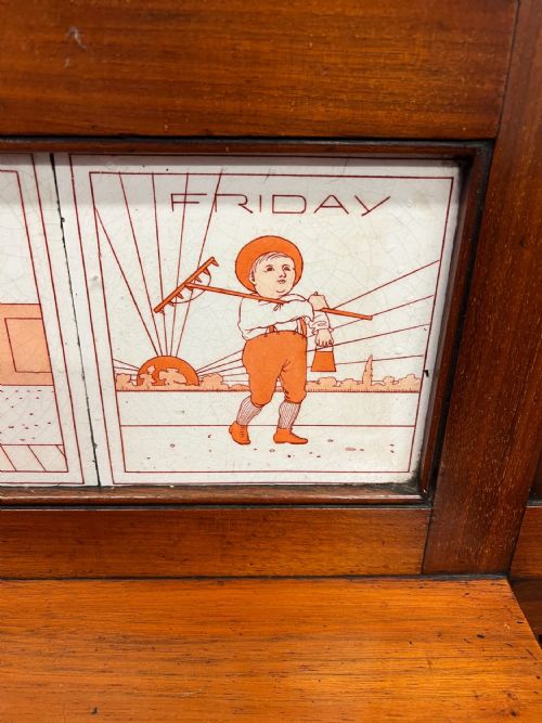 RARE ELLEN E HOUGHTON OF MINTON TILED HALL STAND AND HALL CHAIRS DAYS OF THE WEEK - ADDITIONAL PHOTO 5