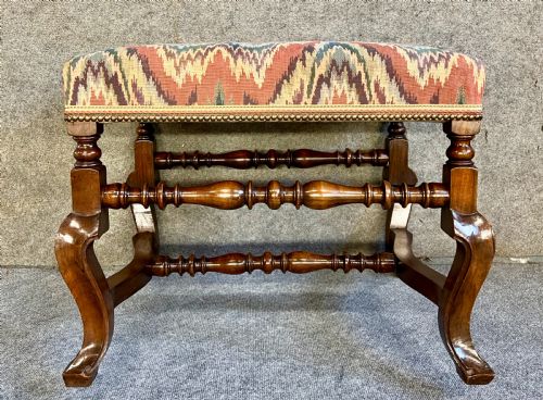 PAIR OF 18TH C STYLE WALNUT STOOLS - ADDITIONAL PHOTO 2