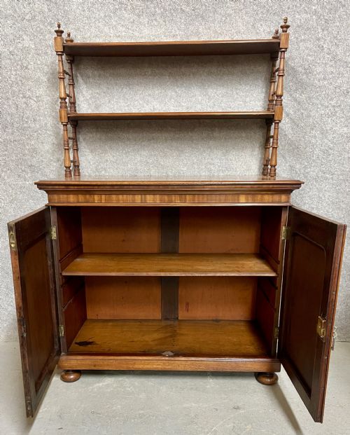 ANTIQUE MAHOGANY CHIFFONIER WITH OPEN BOOK SHELVES - ADDITIONAL PHOTO 1